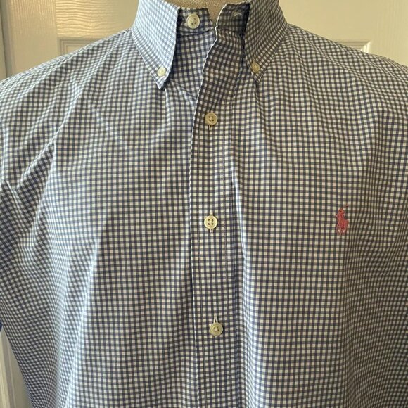 Ralph Lauren Polo Men’s Blue and White Check Button Down Shirt Size SP - Picture 3 of 4